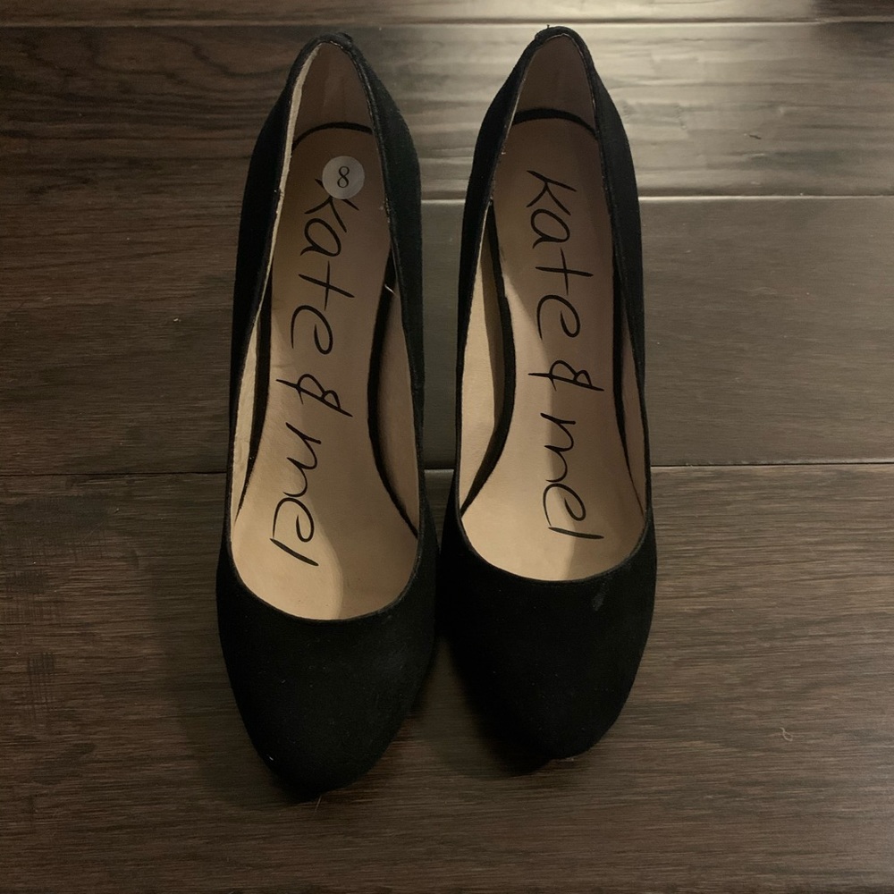 Kate and Me black suede heels